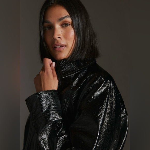 Anthropologie Maeve Crinkle Leather Moto Jacket - Size 2x - Picture 3 of 5